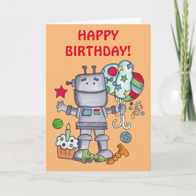 De Remerciements Carte Robot Anniversaire (Devant)