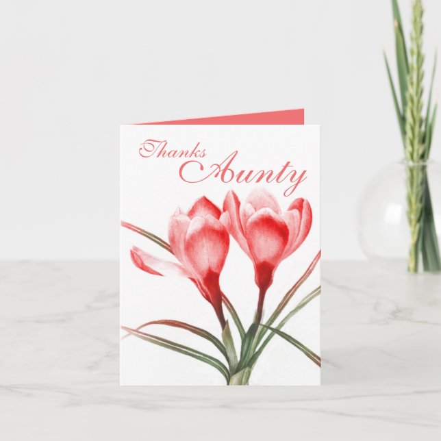 De Remerciements Carte rouge rose Crocus "Thanks Aunty" (Devant)