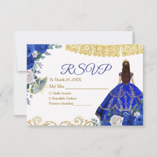 De Remerciements Carte RSVP Royal bleu Quinceañera 15 Anos