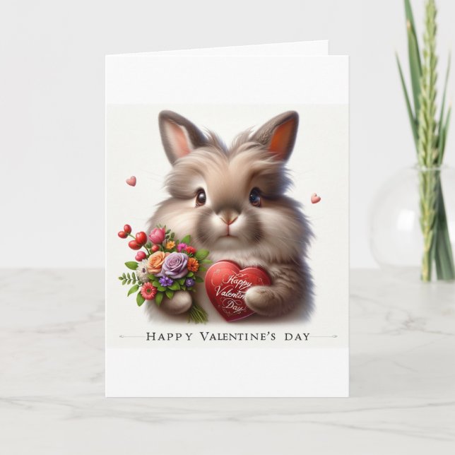 De Remerciements Carte Saint Valentin avec lapin (Devant)