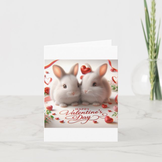 De Remerciements Carte Saint Valentin avec lapins (Devant)