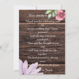 De Remerciements Carte Thankyou Mariage en bois rustique