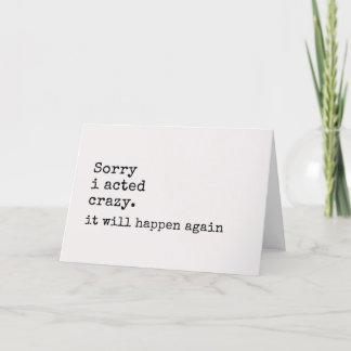 De Remerciements carte unique désolé, désolé j'ai agi fou, excuses
