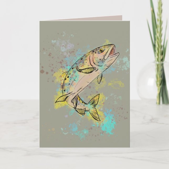 De Remerciements Carte vierge pliée Rainbow Trout (Devant)