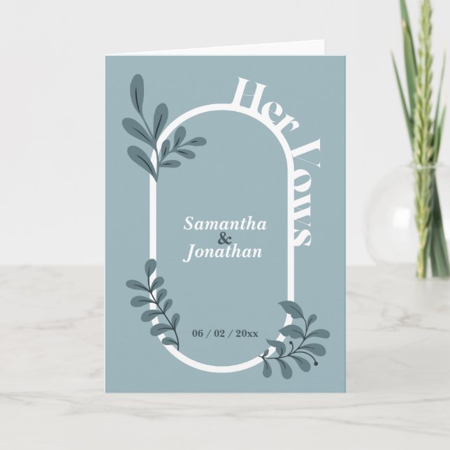De Remerciements Carte Vows Blue Simple Mariage (Devant)