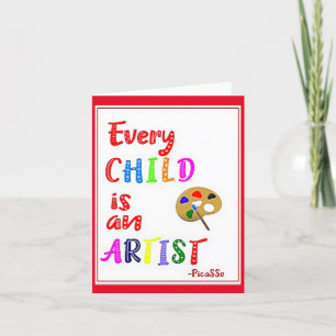De Remerciements Chaque enfant est un artiste, une carte d'enseigna
