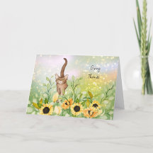 Chat Brown avec Sunflowers Carte Thanksgiving