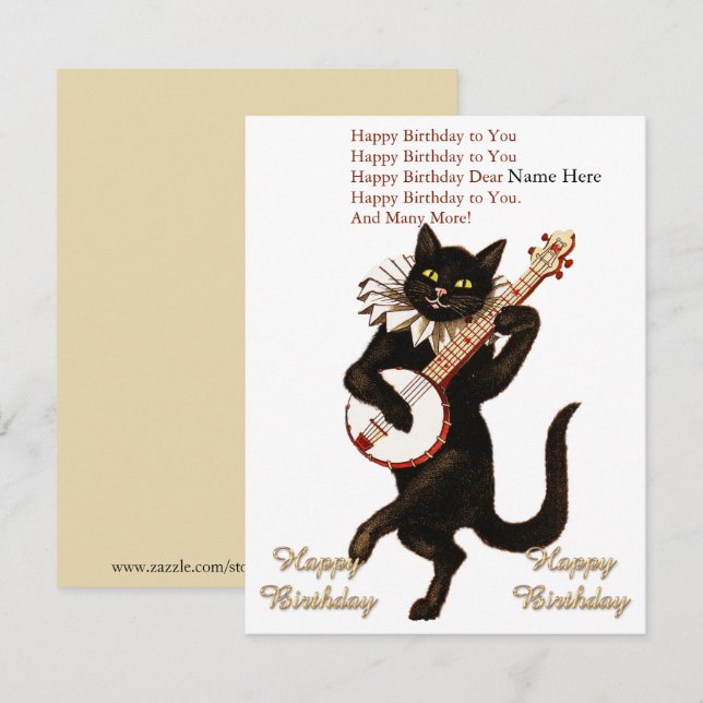 De Remerciements Chat Personnalisé Jouer une Guitare Bonne carte d' (Devant / Derrière)