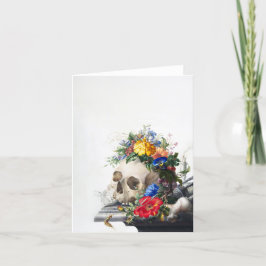 De Remerciements Crâne avec fleurs, carte blanche