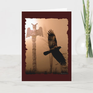 De Remerciements CROW & TOTEM POLE Carte à thème amérindien