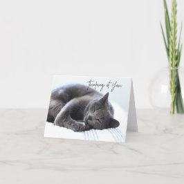 De Remerciements Cute Grey Chat Penser à votre carte