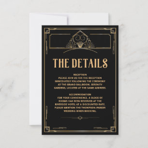 De Remerciements Détails Carte Mariage Art Déco 20s Black Gold