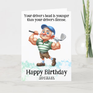 De Remerciements *~* Drôle AP94 Ancien Golfeur Man Carte Anniversai