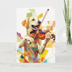 De Remerciements Drôle Chien Jouant Violon Plié Carte