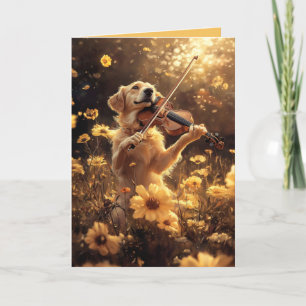 De Remerciements Drôle Chien Jouant Violon Plié Carte