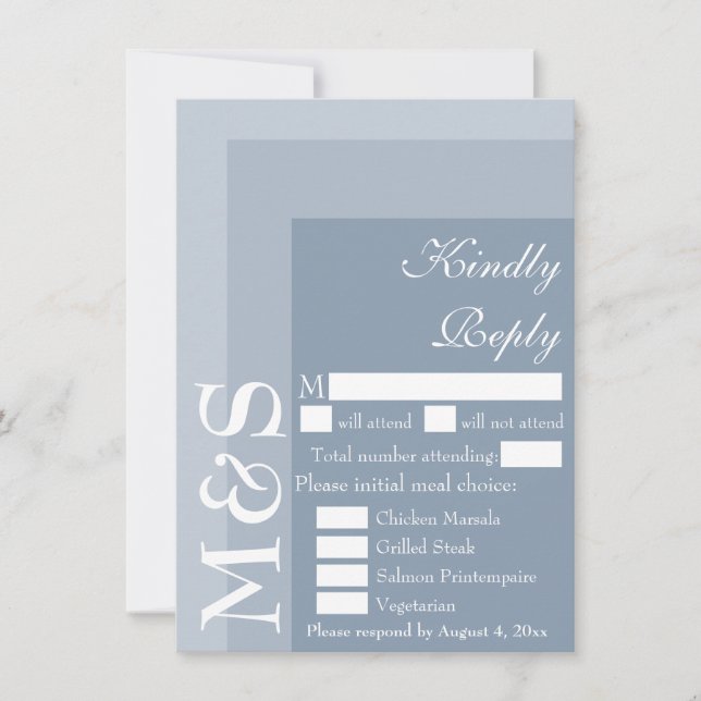De Remerciements Dusty Blue Modern Script Wedding Carte RSVP (Devant)