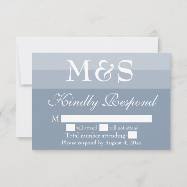 De Remerciements Dusty Blue Simple moderne Script Wedding Carte RSV (Devant)