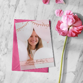 De Remerciements Elegant moderne rose photo carte d'anniversaire