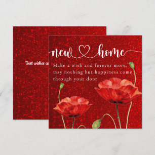 De Remerciements Elégante carte rouge Floral New Home