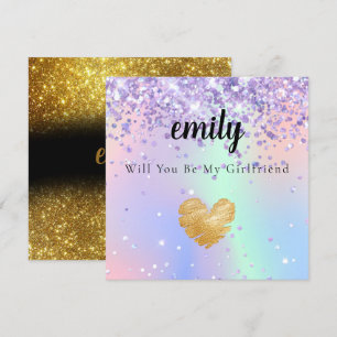 De Remerciements Fancy Holographic Serez-Vous Ma Carte Girfriend