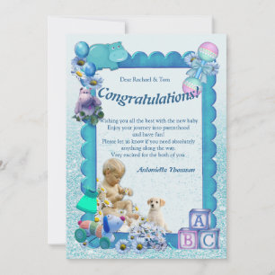 De Remerciements Félicitations Carte Nouveau Bébé GARÇON