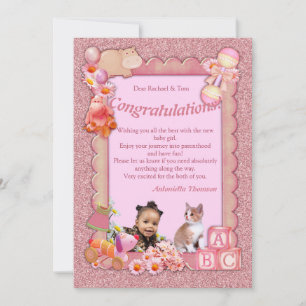 De Remerciements Félicitations Nouvelle Carte Fille Bébé