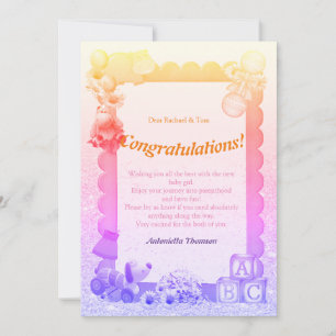 De Remerciements Félicitations Nouvelle Carte Fille Bébé