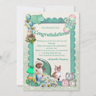 De Remerciements Félicitations Nouvelle Carte Fille Bébé