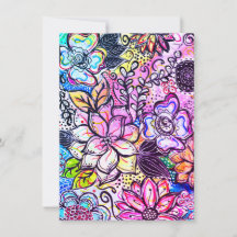 Fleurs Whimsical Carte pour notes violet