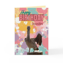 Fun personnalisé, carte d'anniversaire Pélican col
