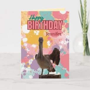 De Remerciements Fun personnalisé, carte d'anniversaire Pélican col