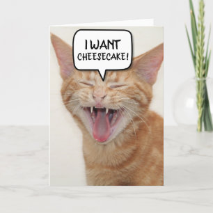 DE REMERCIEMENTS FUNNY GINGER CHAT CARTE D'ANNIVERSAIRE JE VEUX-CHE