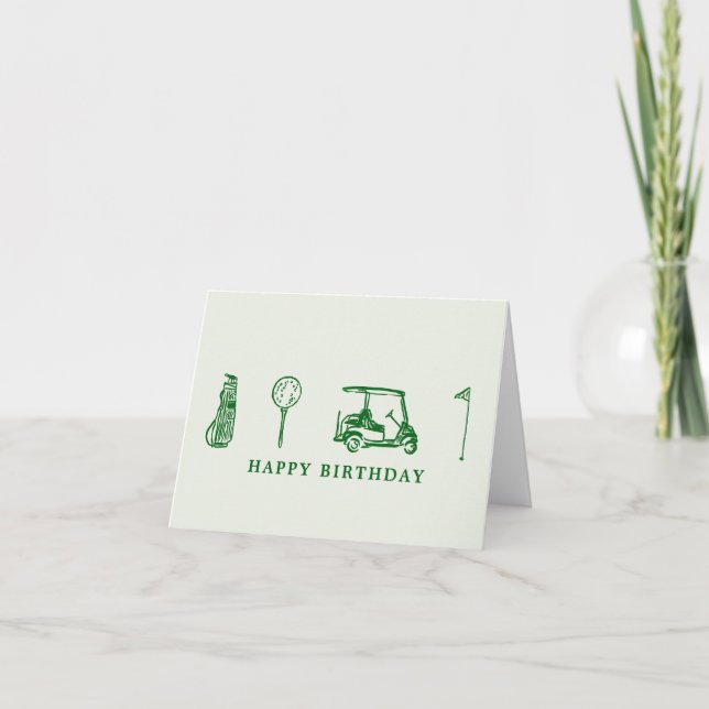De Remerciements Golf green line dessin Carte d'anniversaire (Devant)
