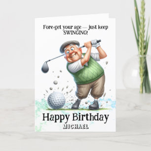 De Remerciements *~* Golf Swing AP94 Funny Vieux Homme Carte d'anni