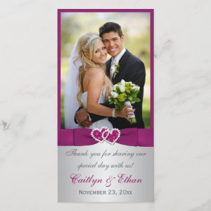 De Remerciements IMPRIMÉ RIBBON violet, Carte photo Mariage argenté