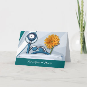 De Remerciements Infirmière Merci. Carte stéthoscope et marguerite
