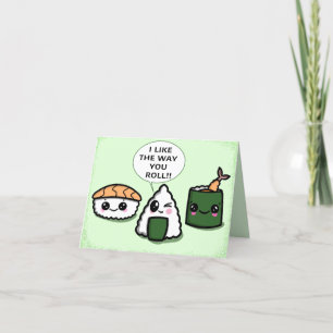 De Remerciements J'Aime La Façon Dont Vous Roulez Carte Sushi Kawai