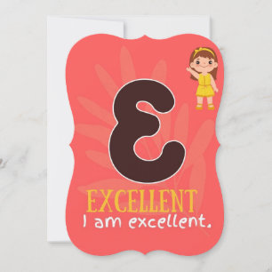 DE REMERCIEMENTS JE SUIS ALPHABET E CARTE D'AFFIRMATION POUR ENFANT