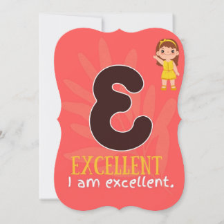 DE REMERCIEMENTS JE SUIS ALPHABET E CARTE D'AFFIRMATION POUR ENFANT