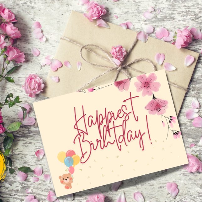 De Remerciements joyeux Anniversaire rose carte, Anniversaire carte (Créateur téléchargé)