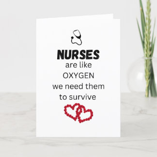 De Remerciements Les infirmières sont comme l'oxygène - blanc carte