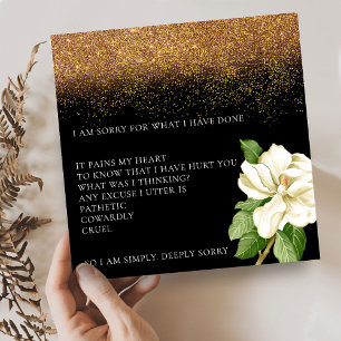 De Remerciements Magic Sand Floral Je suis désolé Carte d'excuses