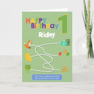 De Remerciements Maze Activité 1er Anniversaire Carte - Animaux Tra