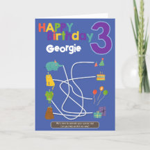 Maze Activité 3e carte d'anniversaire - Animaux