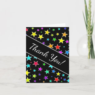 De Remerciements "Merci !" + Carte Motif Fun, Colorée Stars
