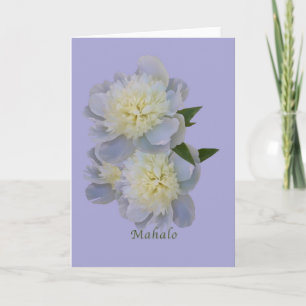 De Remerciements Merci, Mahalo, Hawaiian, Carte avec pivoines