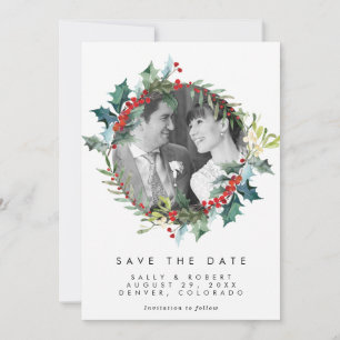 De Remerciements noël hiver photo mariage enregistrer la carte date