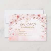 Papillon rose Quinceañera Couronne Carte Rsvp Rose