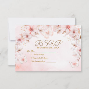 De Remerciements Papillon rose Quinceañera Couronne Carte Rsvp Rose