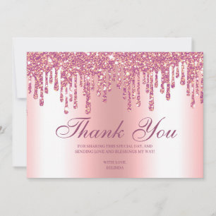 De Remerciements Parties scintillant goutte rose bébé pieds Carte d